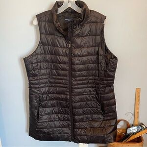 Lands' End LONG length DOWN quilted vest black Women's XL 18 excellent
